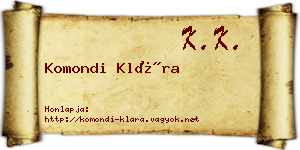 Komondi Klára névjegykártya